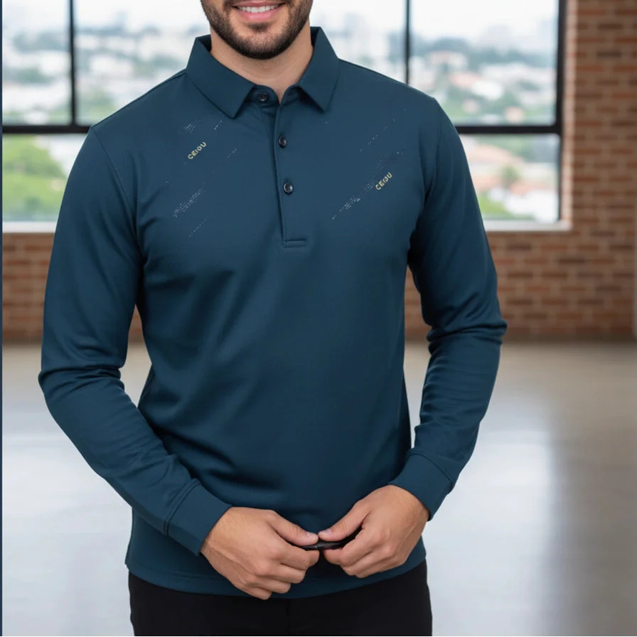 [Leve 4, Pague Só 2] Camisa Polo Masculina Ravelli Manga Longa em Poliéster com Forro Térmico Flanelado + BRINDES: 4 Cuecas, Relógio e Cinto