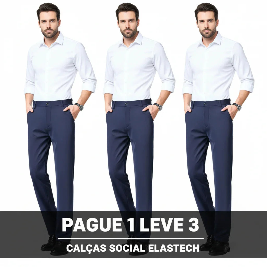 COMPRE 2  LEVE 3 |  Calça Social Clássica Alfaiataria + Cinto de Brinde