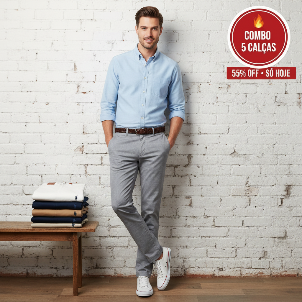 Kit De Verão 5 Calças De Sarja Masculina Retrô Premium - Últimas Unidades