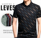 Kit 5 Camisas Masculina Ralp em Malha Seda Gelo e Poliéster